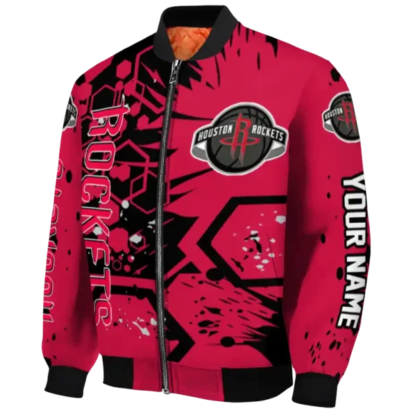 custom houston rockets hexagon cluster red black bomber jacket best selling