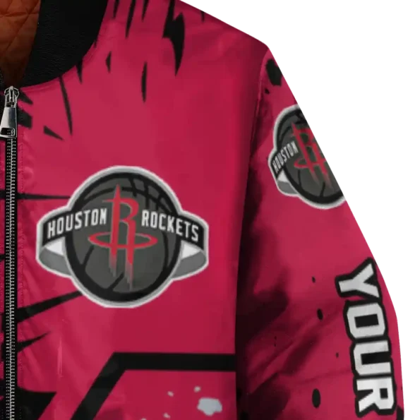 custom houston rockets hexagon cluster red black bomber jacket premium grade