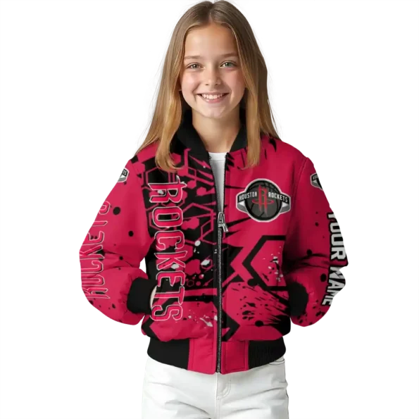 custom houston rockets hexagon cluster red black bomber jacket top rated