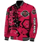 custom houston rockets hexagon cluster red black varsity jacket best selling.webp