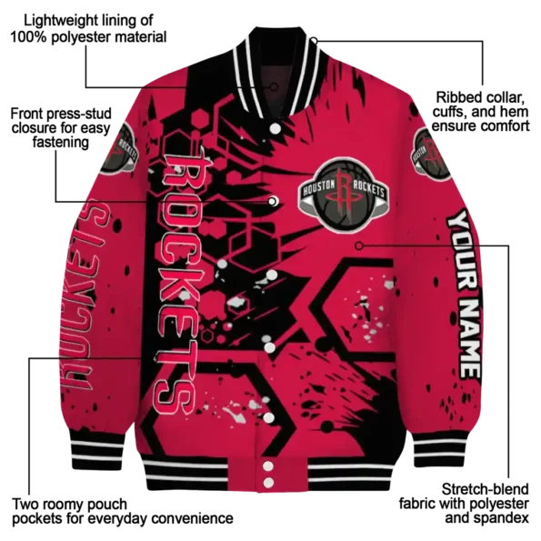custom houston rockets hexagon cluster red black varsity jacket new arrival.webp