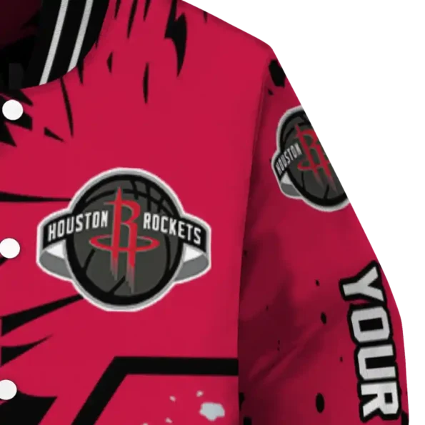 custom houston rockets hexagon cluster red black varsity jacket premium grade.webp