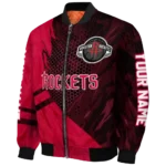 custom houston rockets hexagon mesh red black bomber jacket best selling