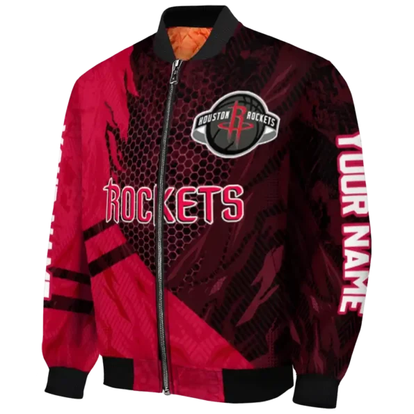 custom houston rockets hexagon mesh red black bomber jacket best selling