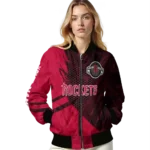 custom houston rockets hexagon mesh red black bomber jacket best selling