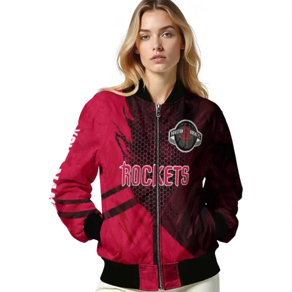 custom houston rockets hexagon mesh red black bomber jacket latest model