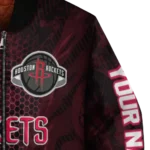 custom houston rockets hexagon mesh red black bomber jacket best selling