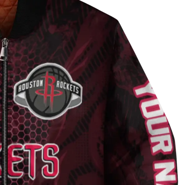 custom houston rockets hexagon mesh red black bomber jacket premium grade