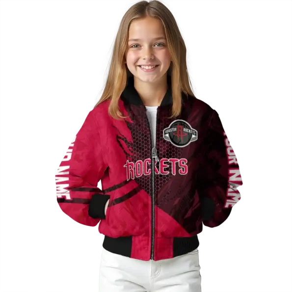 custom houston rockets hexagon mesh red black bomber jacket top rated