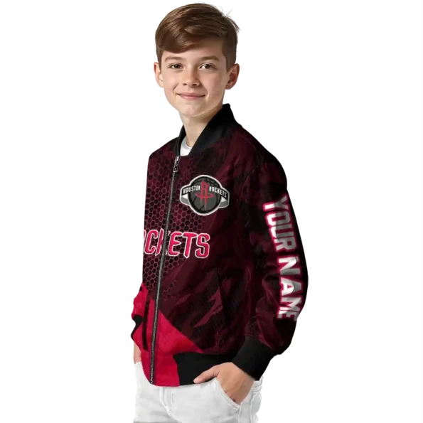 custom houston rockets hexagon mesh red black bomber jacket trendy
