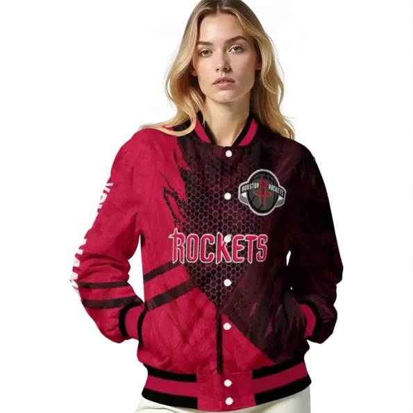 custom houston rockets hexagon mesh red black varsity jacket latest model.webp