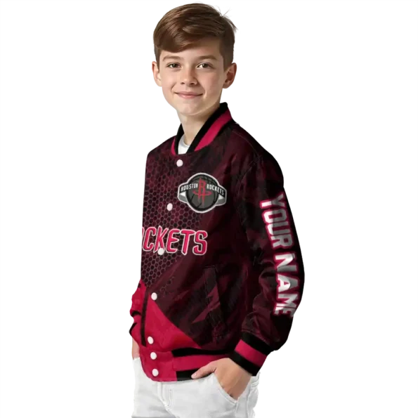 custom houston rockets hexagon mesh red black varsity jacket trendy.webp