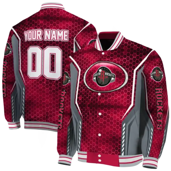 custom houston rockets power plate red varsity jacket fashion forward.webp