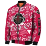 custom houston rockets pyramid shapes red bomber jacket best selling