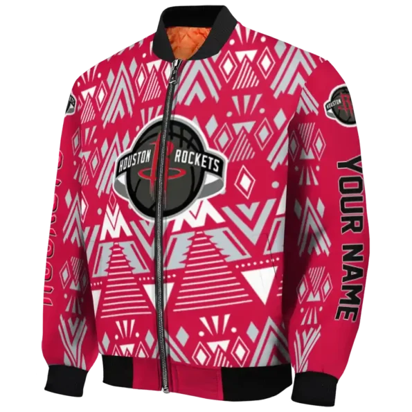 custom houston rockets pyramid shapes red bomber jacket best selling