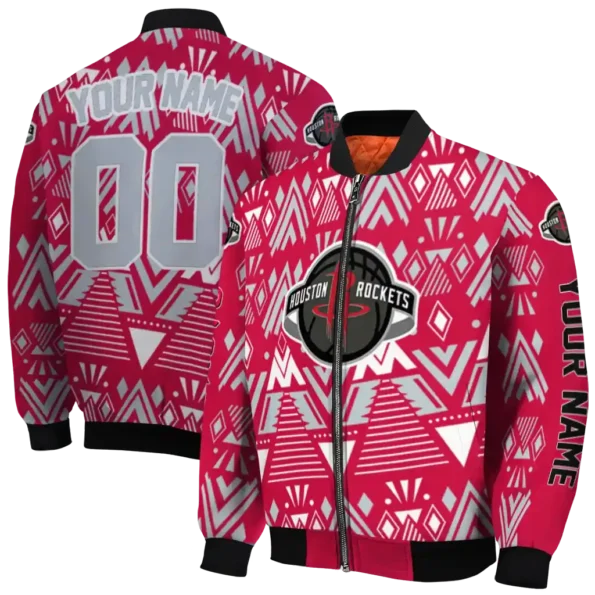 custom houston rockets pyramid shapes red bomber jacket fashion forward