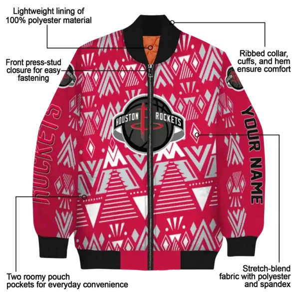 custom houston rockets pyramid shapes red bomber jacket new arrival