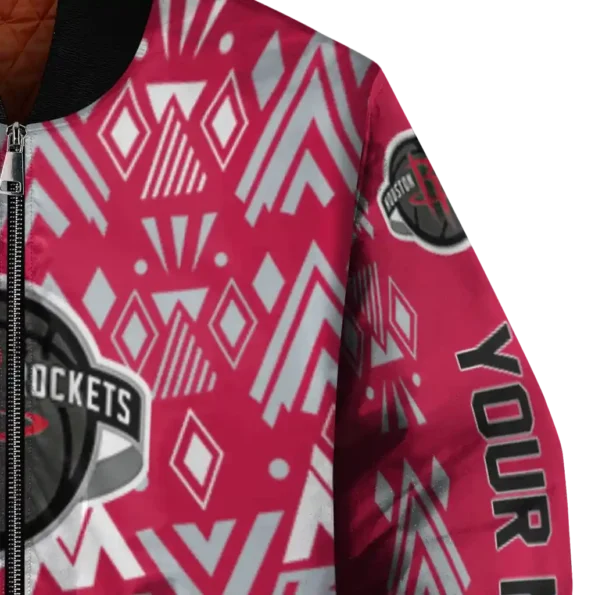 custom houston rockets pyramid shapes red bomber jacket premium grade