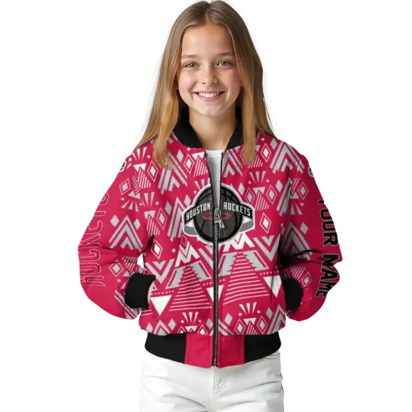 custom houston rockets pyramid shapes red bomber jacket top rated