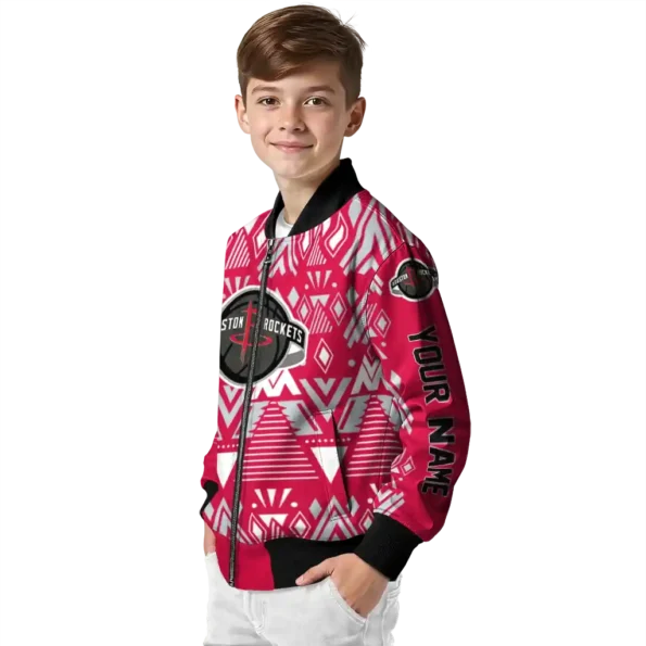 custom houston rockets pyramid shapes red bomber jacket trendy