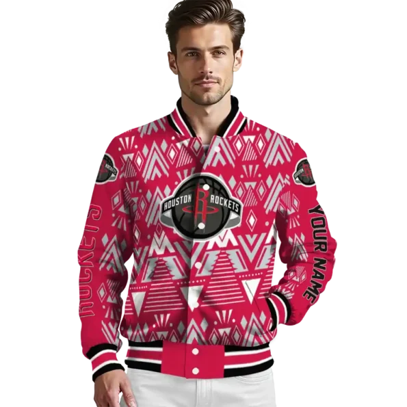 custom houston rockets pyramid shapes red varsity jacket high quality.webp