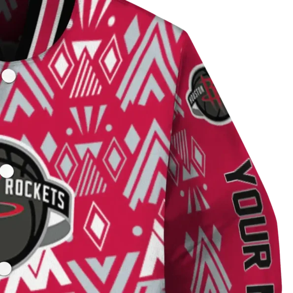 custom houston rockets pyramid shapes red varsity jacket premium grade.webp