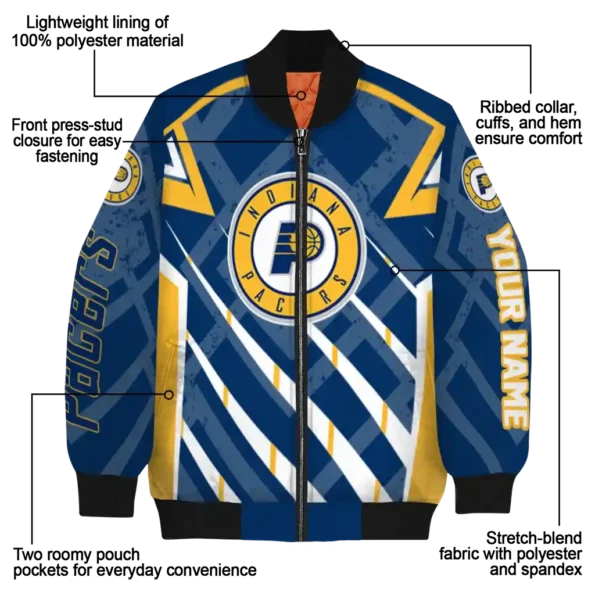 custom indiana pacers chevron angles blue bomber jacket new arrival