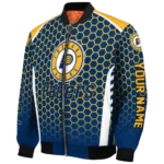 custom indiana pacers hexagon grid blue bomber jacket best selling