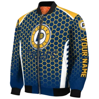 custom indiana pacers hexagon grid blue bomber jacket best selling