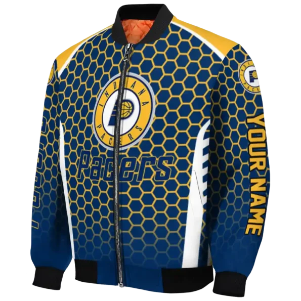 custom indiana pacers hexagon grid blue bomber jacket best selling