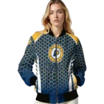 custom indiana pacers hexagon grid blue bomber jacket best selling