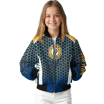 custom indiana pacers hexagon grid blue bomber jacket best selling