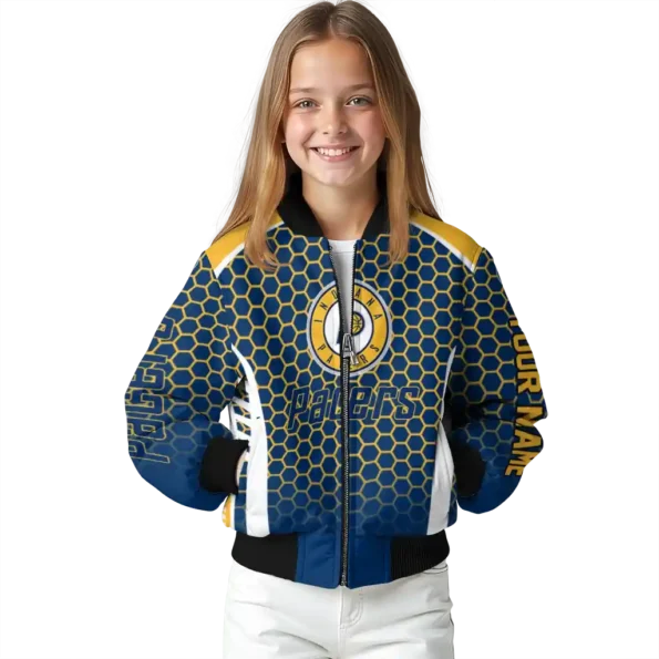 custom indiana pacers hexagon grid blue bomber jacket top rated