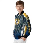 custom indiana pacers hexagon grid blue bomber jacket best selling