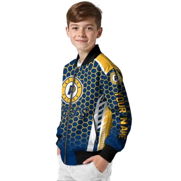 custom indiana pacers hexagon grid blue bomber jacket trendy