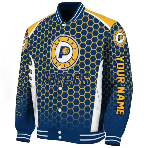 custom indiana pacers hexagon grid blue varsity jacket best selling.webp