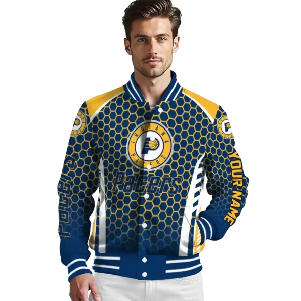 custom indiana pacers hexagon grid blue varsity jacket high quality.webp
