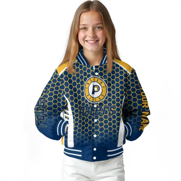 custom indiana pacers hexagon grid blue varsity jacket top rated.webp