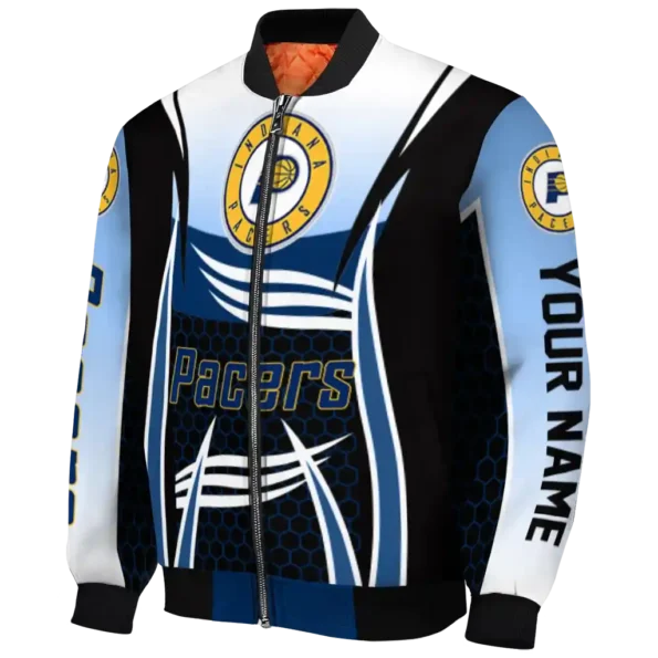 custom indiana pacers mesh effect blue black bomber jacket best selling