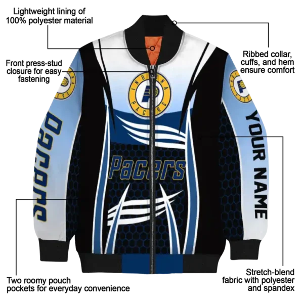 custom indiana pacers mesh effect blue black bomber jacket new arrival