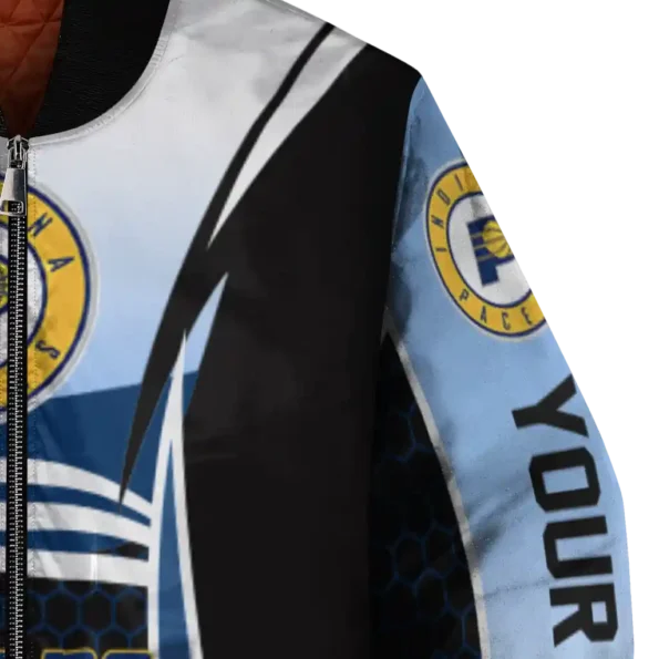 custom indiana pacers mesh effect blue black bomber jacket premium grade