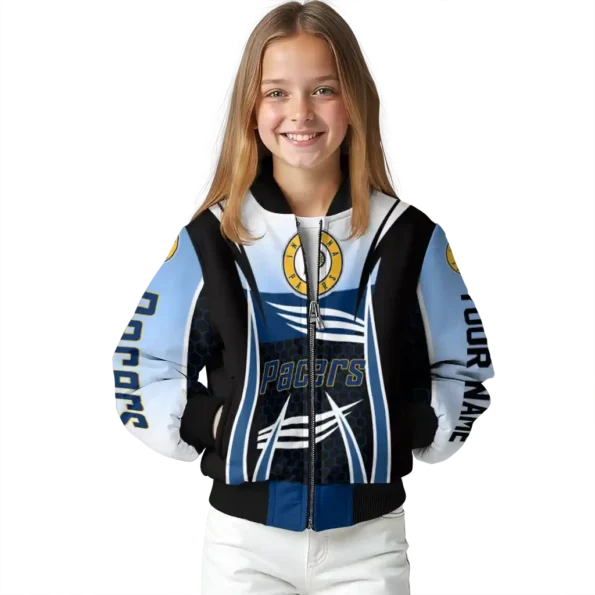 custom indiana pacers mesh effect blue black bomber jacket top rated
