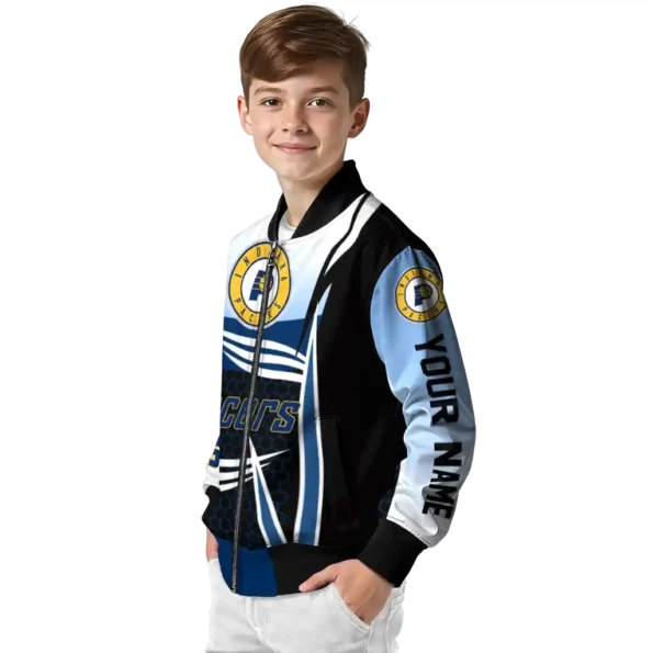 custom indiana pacers mesh effect blue black bomber jacket trendy