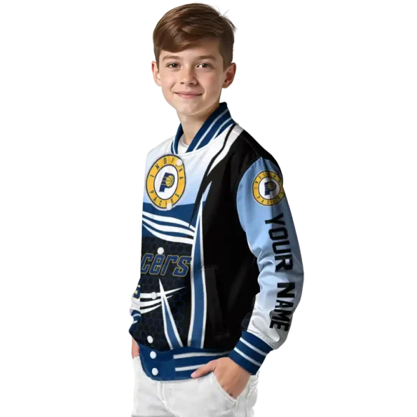 custom indiana pacers mesh effect blue black varsity jacket trendy.webp