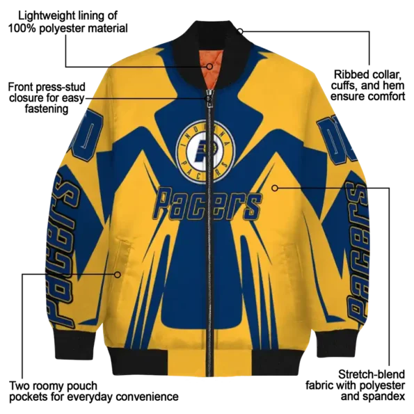 custom indiana pacers spider mark blue bomber jacket new arrival