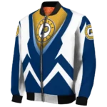 custom indiana pacers v stripes blue white bomber jacket best selling
