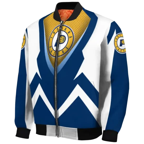 custom indiana pacers v stripes blue white bomber jacket best selling
