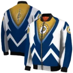 custom indiana pacers v stripes blue white bomber jacket best selling