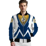 custom indiana pacers v stripes blue white bomber jacket best selling
