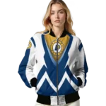 custom indiana pacers v stripes blue white bomber jacket best selling
